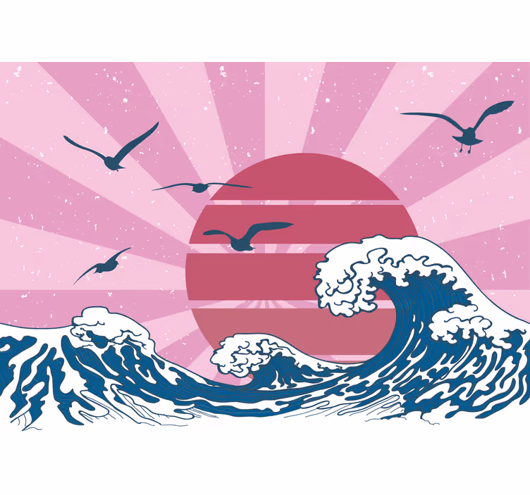 The great pink retro wave vintage wall mural - TenStickers