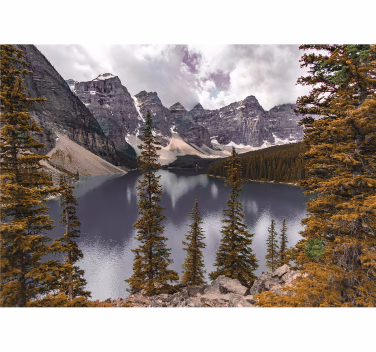 Landscape mural peaceful mountain lake - TenStickers