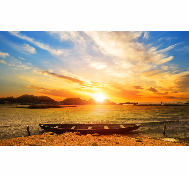 Landscape mural serene sunset reflection - TenStickers