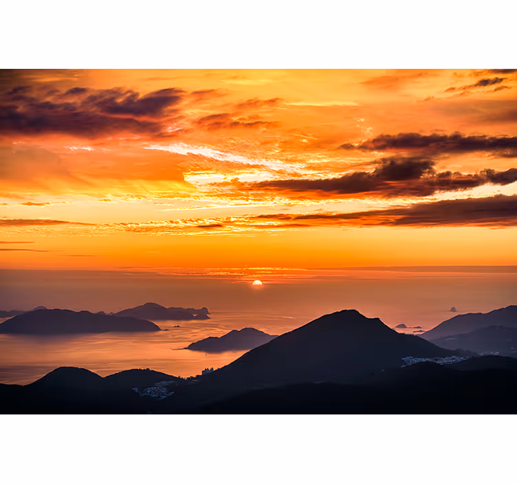 Landscape mural sunset over ocean - TenStickers