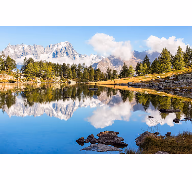 Landscape mural mountain reflection view - TenStickers