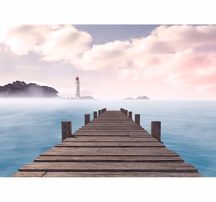 Landscape mural seaside lighthouse path - TenStickers