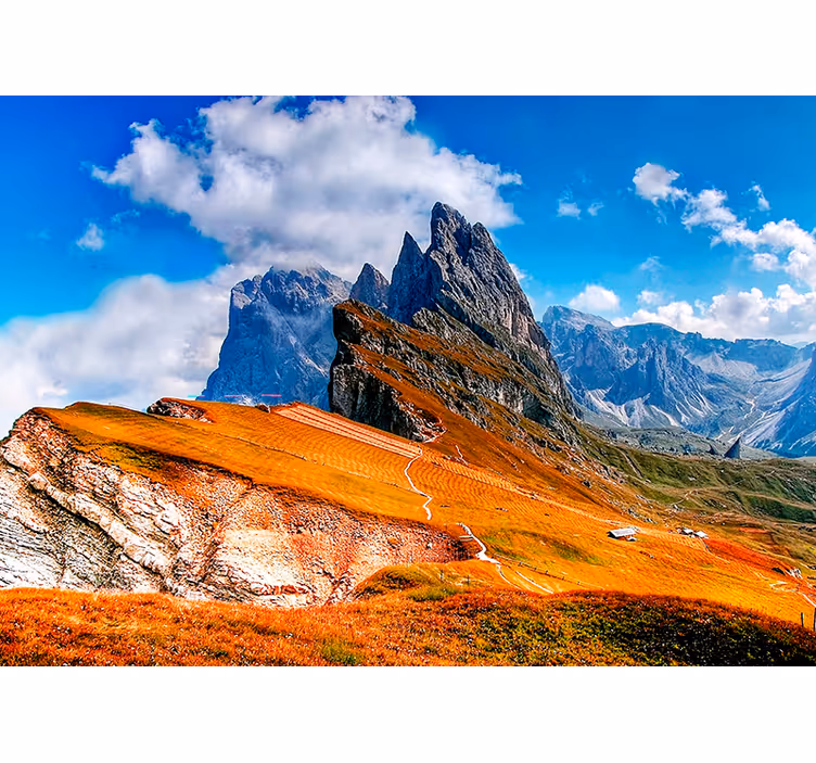Landscape mural mountain peaks view - TenStickers