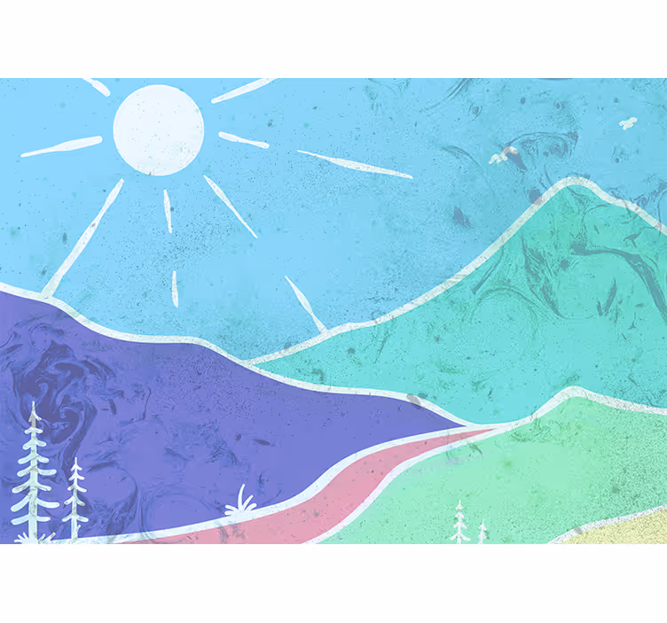 Landscape mural mountainous landscape scene - TenStickers