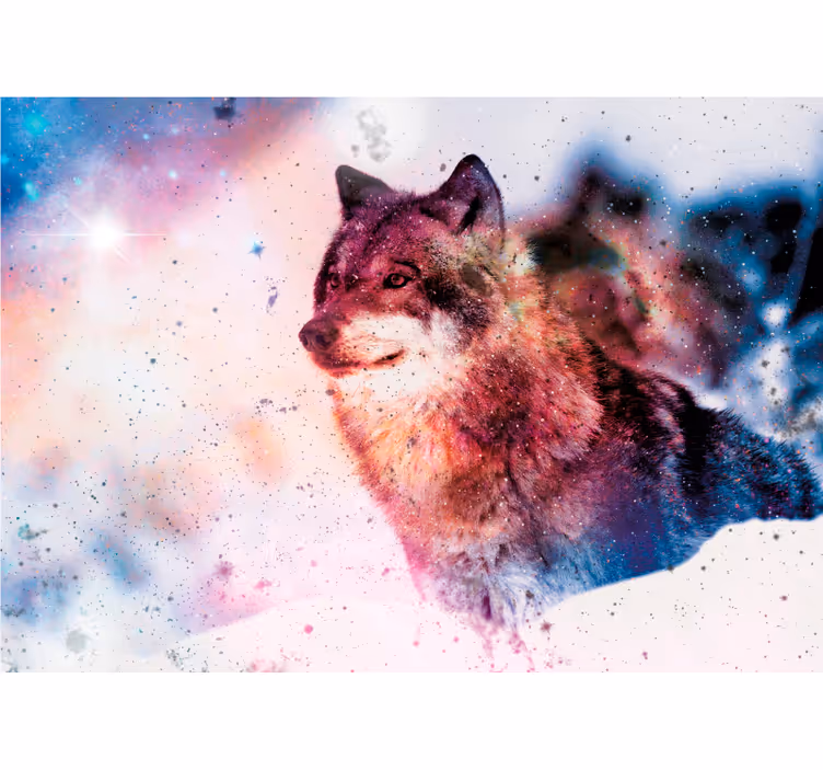 Animal mural lone cosmic wolf - TenStickers