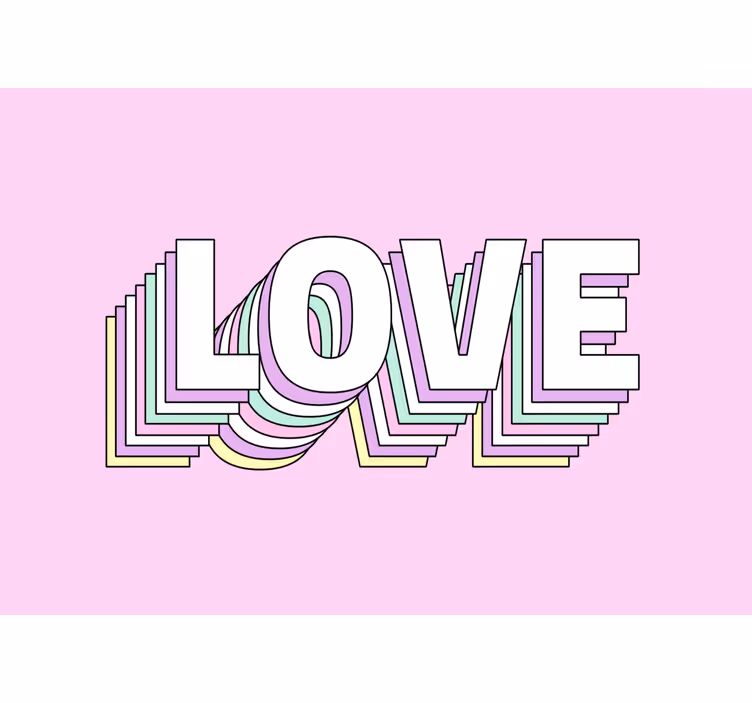 Romantic wall mural with elegant love typography - TenStickers