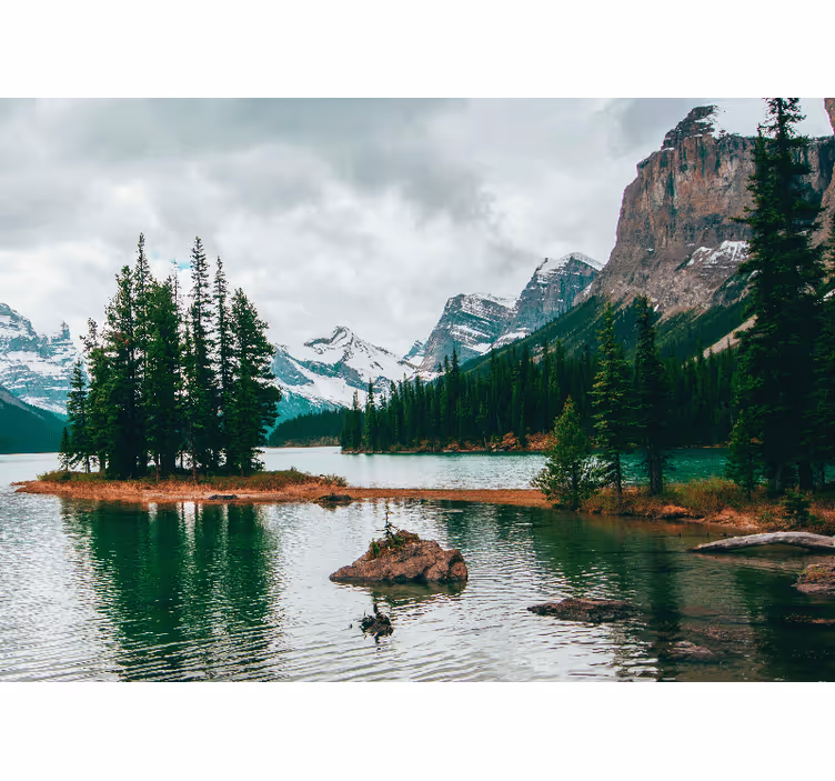 Tranquil alpine lake landscape mural - TenStickers
