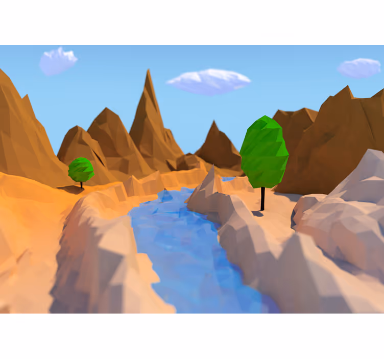 Landscape mural polygonal river scene - TenStickers