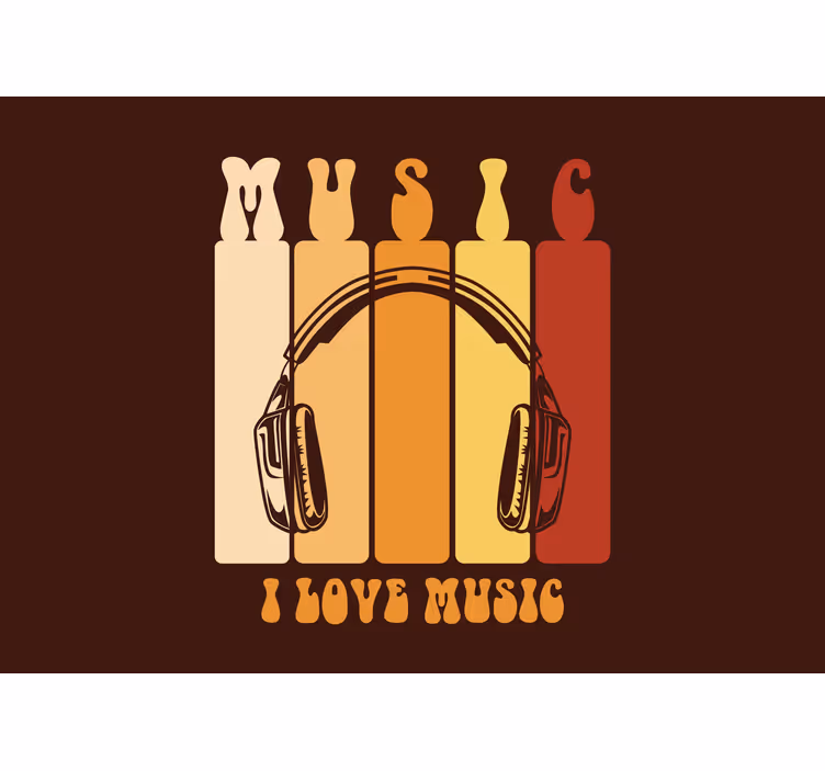 Music wall mural music headphones design - TenStickers