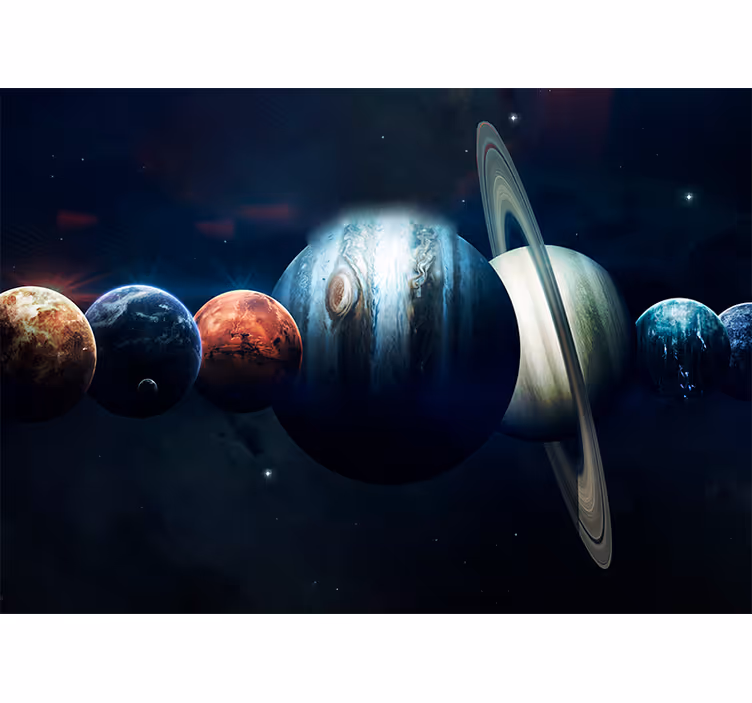 Planets in orbit space wall mural - TenStickers