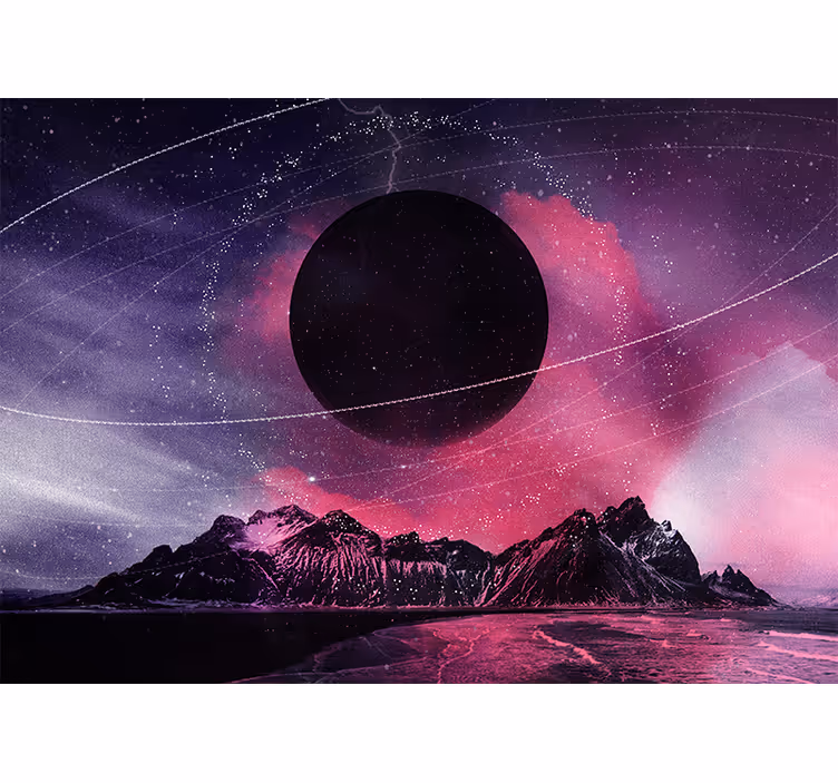 Space wall mural cosmic black planet - TenStickers