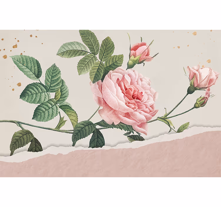 Flower mural pink rose bouquet - TenStickers