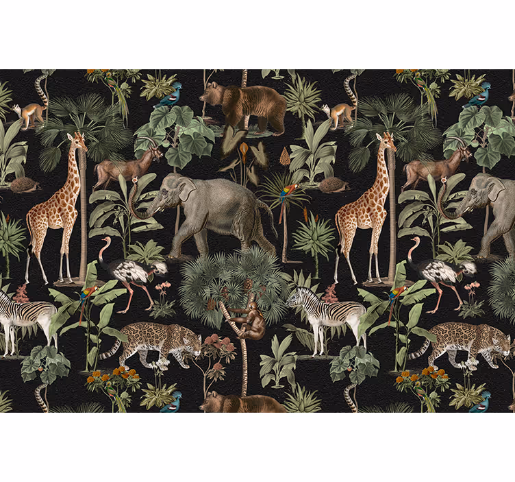 Animal mural wildlife jungle scene - TenStickers