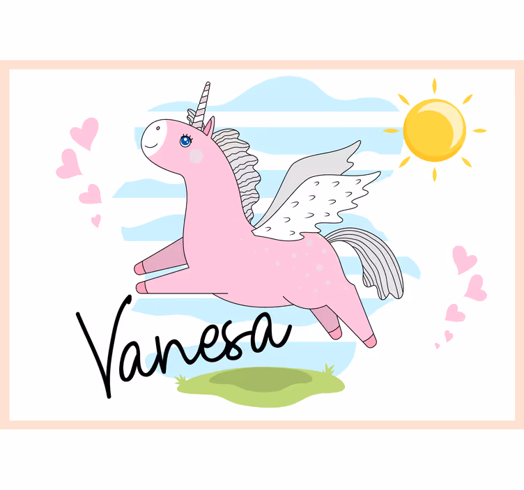 Romantic wall mural pink unicorn journey - TenStickers