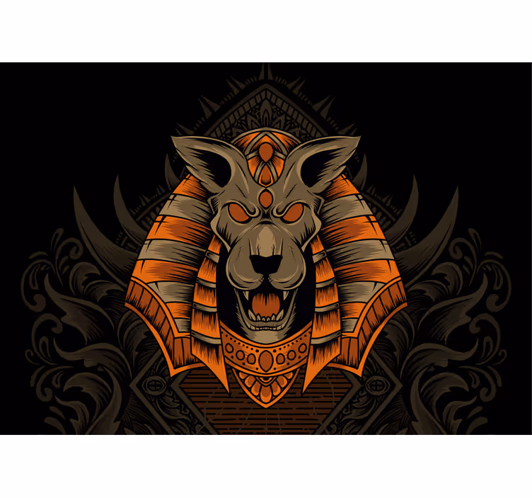 Lion wall mural fierce egyptian warrior art - TenStickers