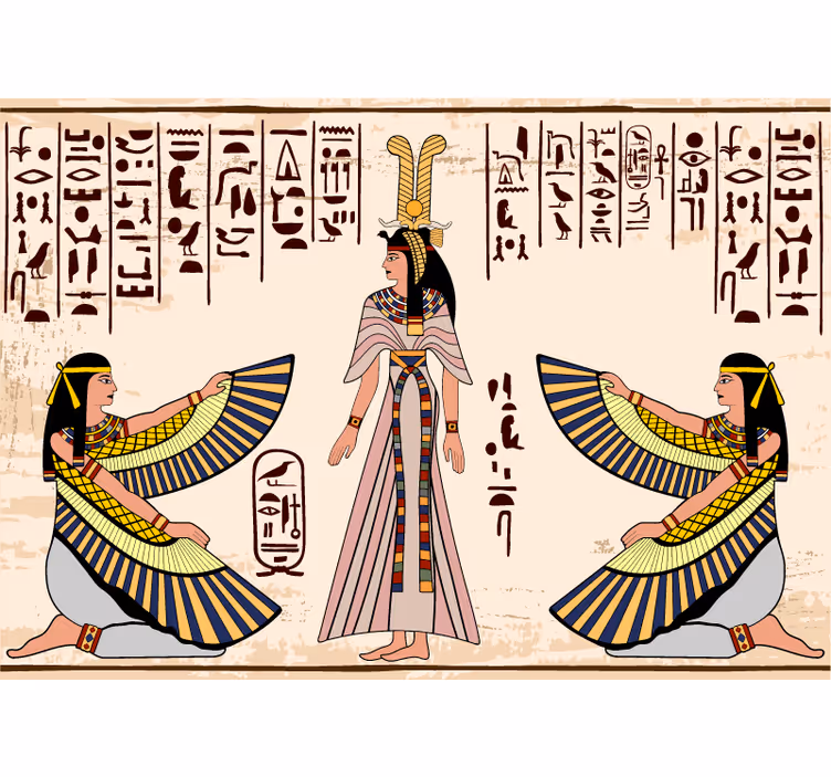 Animal mural featuring ancient egyptian figures - TenStickers