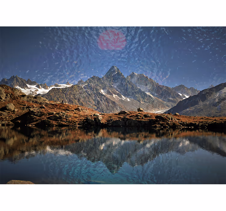 Landscape mural majestic mountains reflection - TenStickers