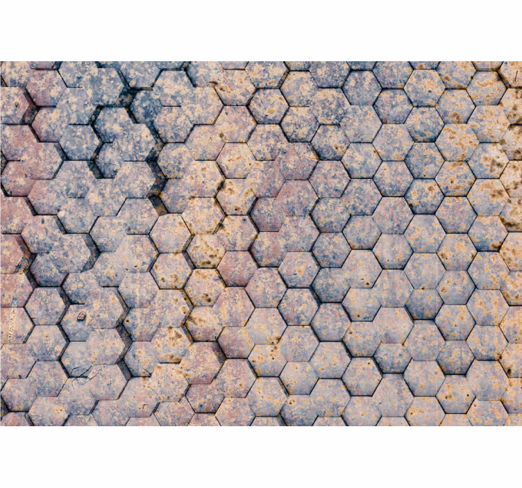 Hexagon block industrial pattern 3D Wall Mural - TenStickers