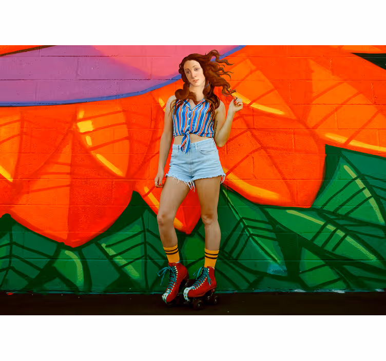 Urban wall mural bold roller skater - TenStickers