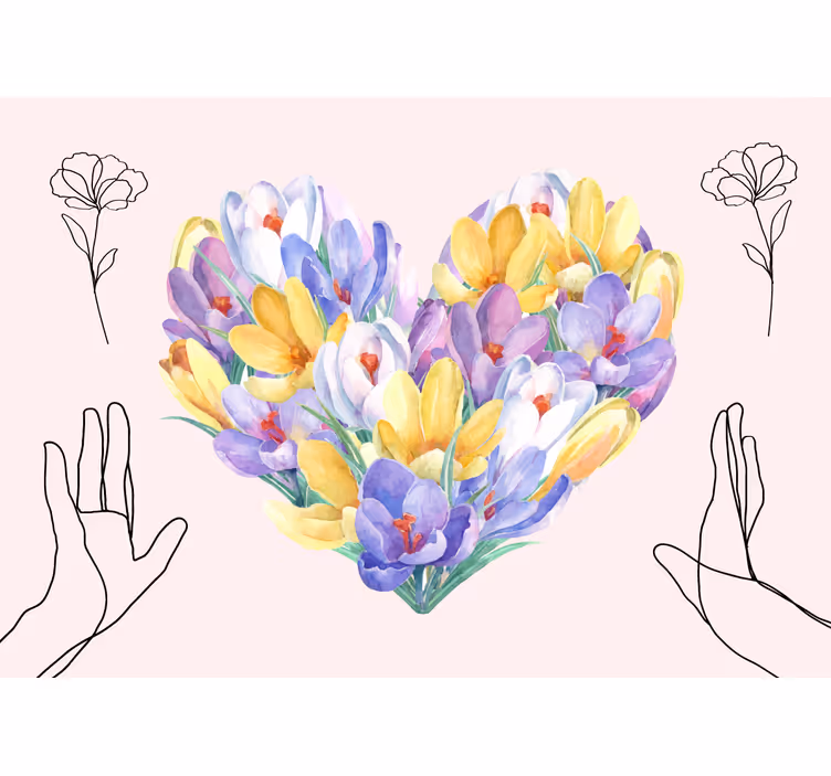 Flower mural heart shaped floral arrangement - TenStickers