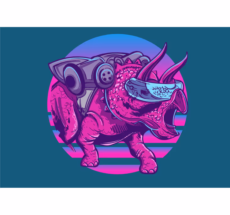 Animal mural futuristic triceratops design - TenStickers