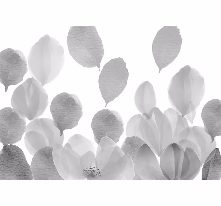 Poppy wall mural elegant leaf pattern - TenStickers
