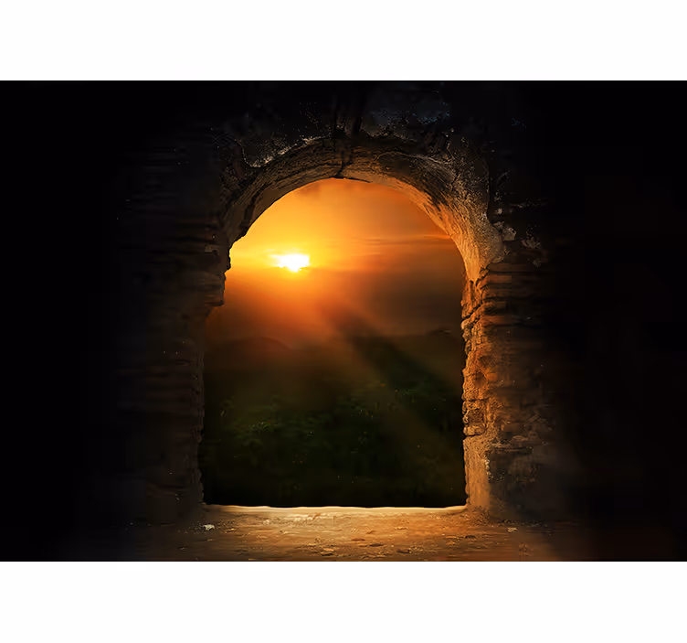 Landscape mural sunset through arch - TenStickers