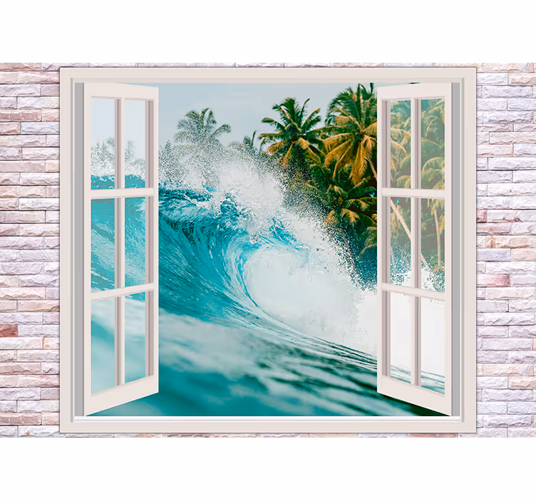 Under the sea mural ocean wave perspective - TenStickers