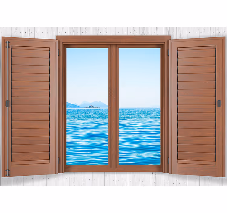 Tranquil window view under the sea mural - TenStickers