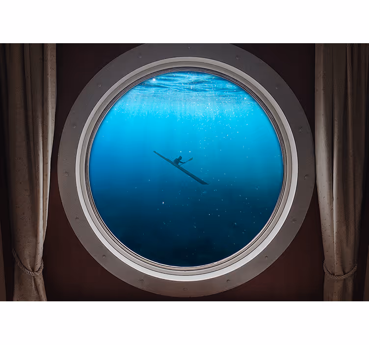 Under the sea mural underwater kayaking scene - TenStickers