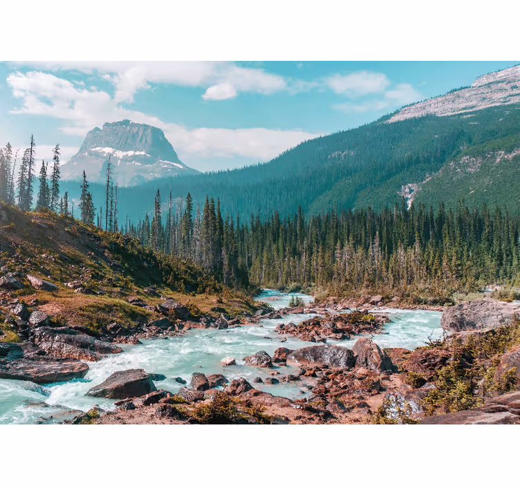 Landscape mural verdant mountain stream - TenStickers