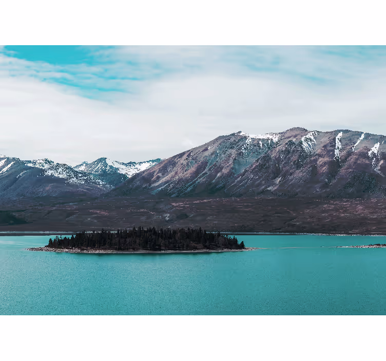 Landscape mural mountain lake island - TenStickers