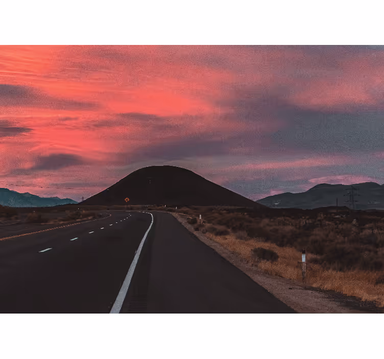 Desert sunset road landscape mural - TenStickers