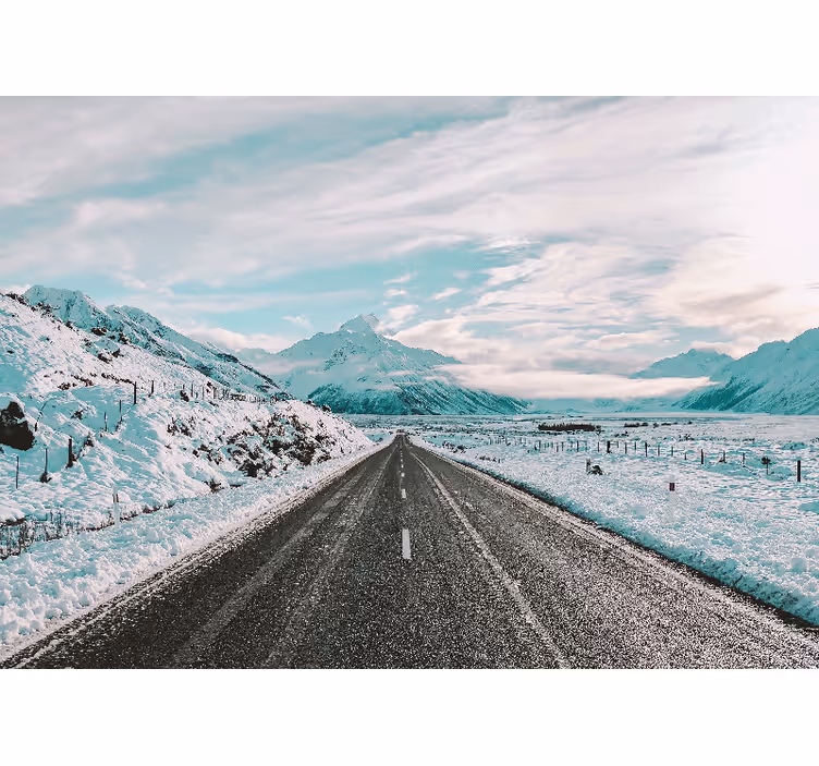 Landscape mural icy mountain path - TenStickers