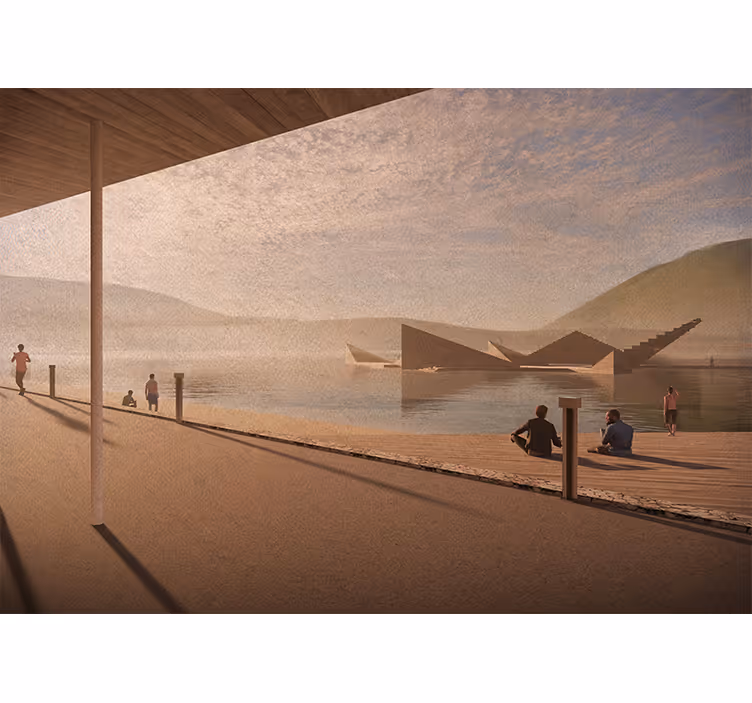 Landscape mural tranquil lakeshore view - TenStickers