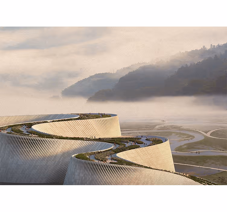 Landscape mural curved architectural design - TenStickers