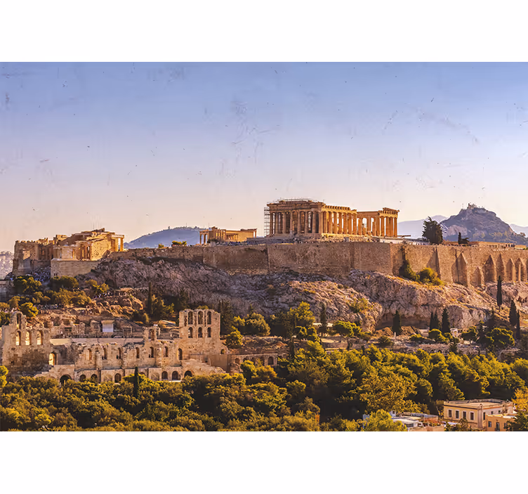 Broken City on Mountain fantasy wall mural - TenStickers
