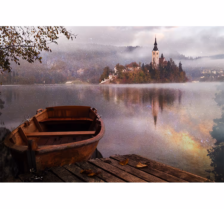 Landscape mural tranquil lake view - TenStickers
