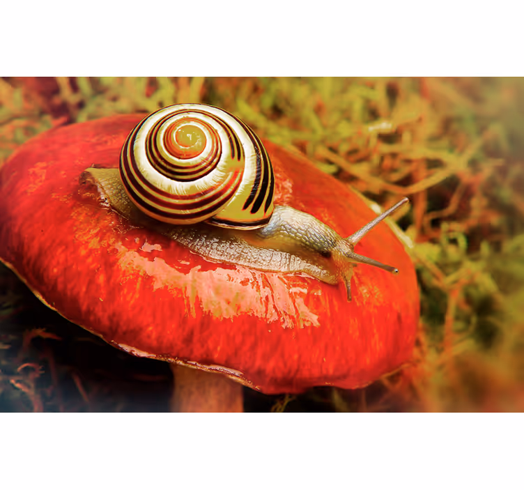 Wall mural snail on mushroom design - TenStickers