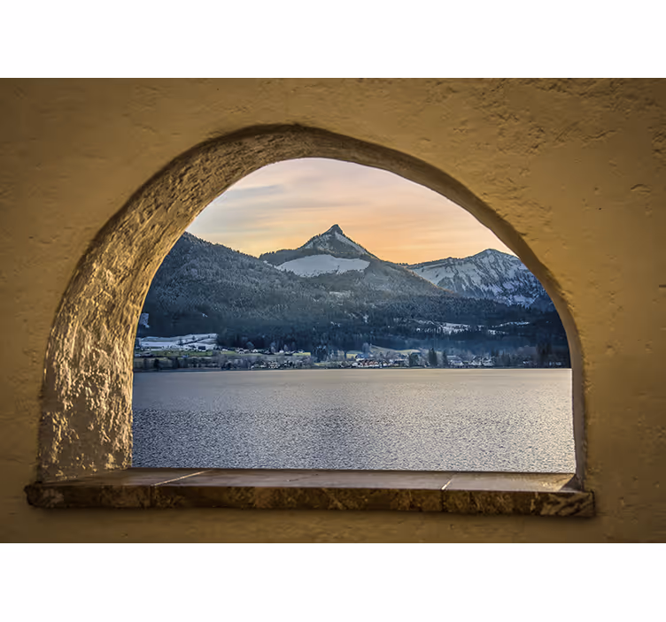 Landscape mural alpine lake view - TenStickers