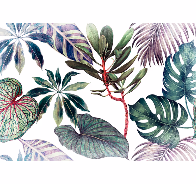 Nature wall mural tropical leaf display - TenStickers