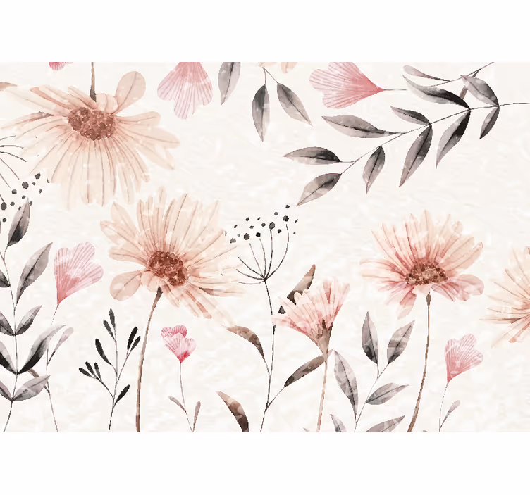 Flower mural floral pink design - TenStickers
