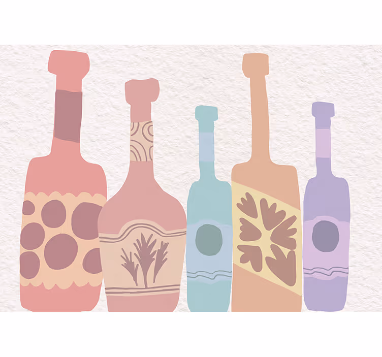Painting mural inspired by stylized bottle collection - TenStickers