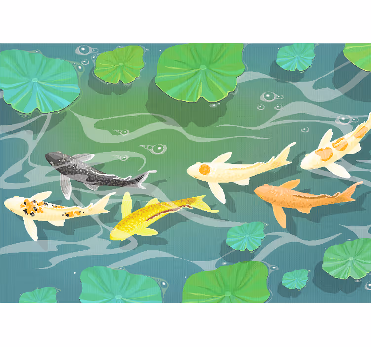 Animal mural koi fish pond design - TenStickers