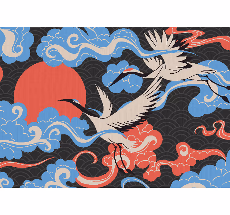 Animal mural cranes in flight - TenStickers