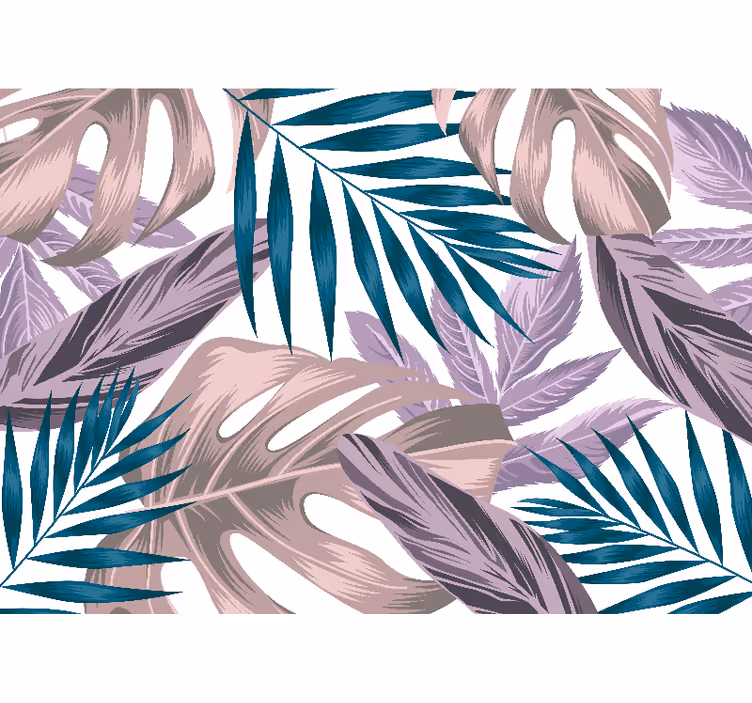 Blush and Blue Leaves nature wall mural - TenStickers