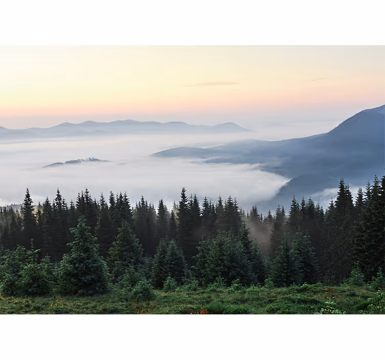 Landscape mural tranquil mountain view - TenStickers