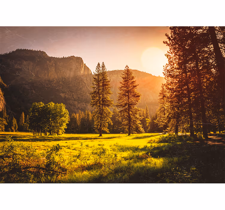 Serene Mountain Sunset landscape mural - TenStickers