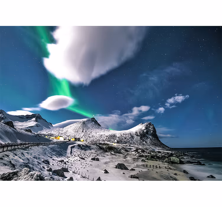 Landscape mural aurora borealis view - TenStickers