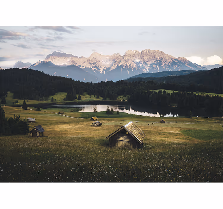 Landscape mural serene mountain scene - TenStickers